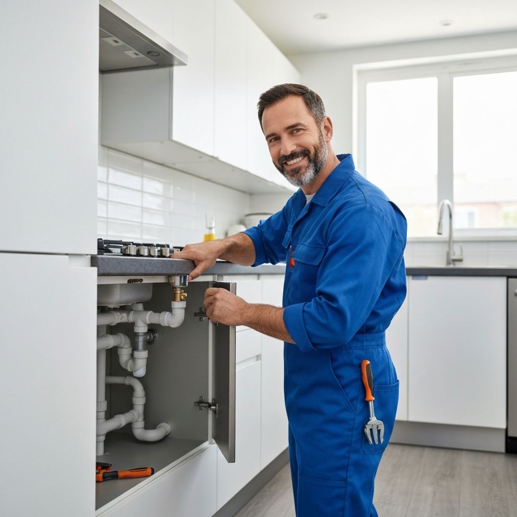 Professional plumber at work